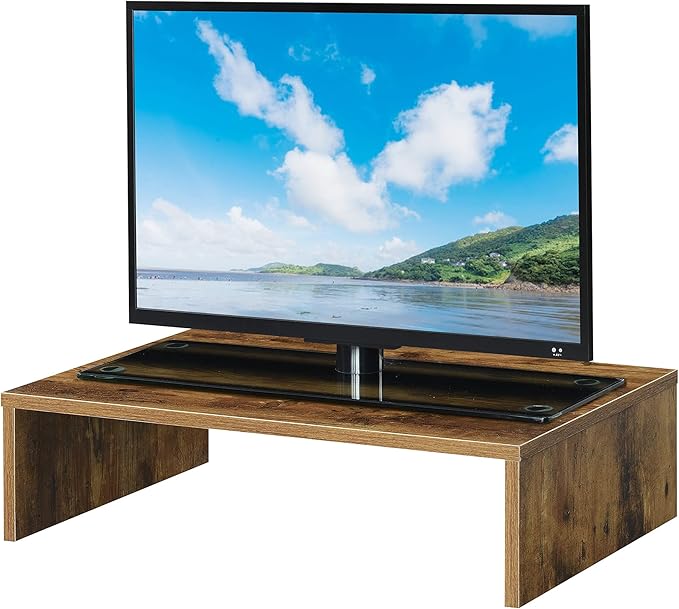 Convenience Concepts Designs2Go Small TV Riser 23.75", for TVs up to 26" - Contemporary TV or Computer Riser for Living Room, Modern Office, Den, Barnwood