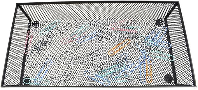 HAHIYO Stackable Mesh Tray Cup 12 x 6 x 2 inches Sturdy Container for Desk Drawer Organizer Collection for Home Office School kitchen Soft Foam Feet No Sharp Edges 1 Pack Black