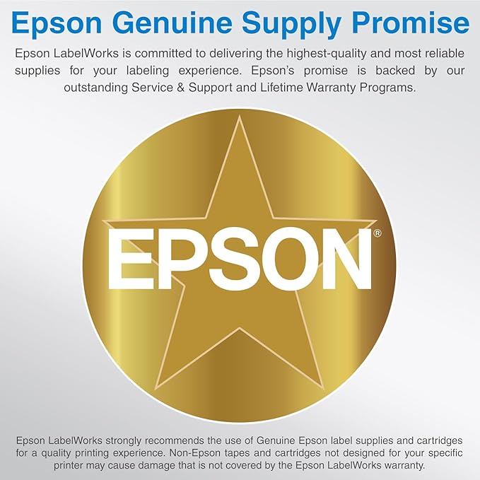 Epson LABELWORKS 218BMETGPX Genuine PET (Polyester) Tape Cartridge - Black on Metallic Gold Designer Craft Label Maker Tape - 3/4" (18MM) Wide, 30'