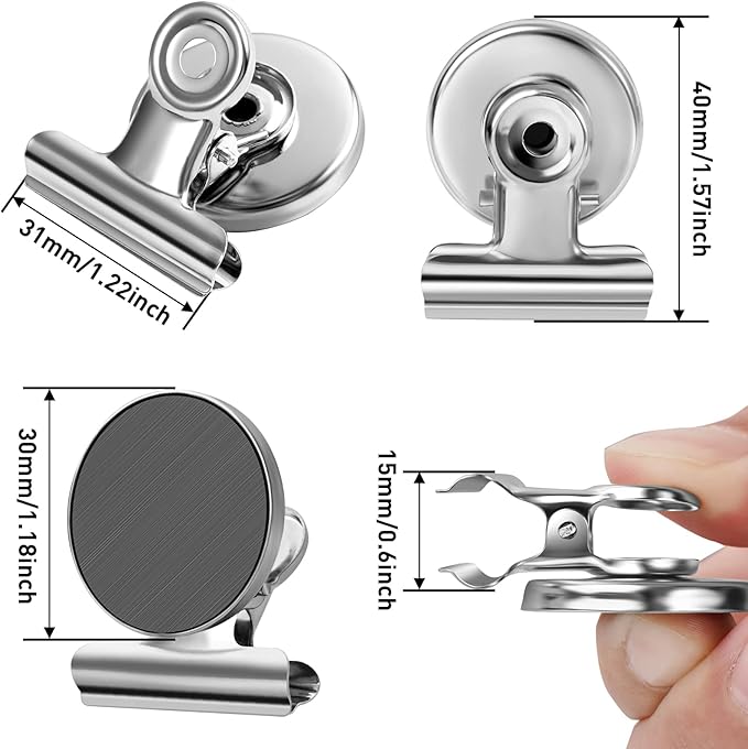 FINDMAG 12 Pack Magnetic Clips for Picture Hanging and Photo Display, Ideal for Fridge, Graduation Picture Display and Picture Holders, Strong Scratch-Free Magnet Clips for Kitchen, Office, Home