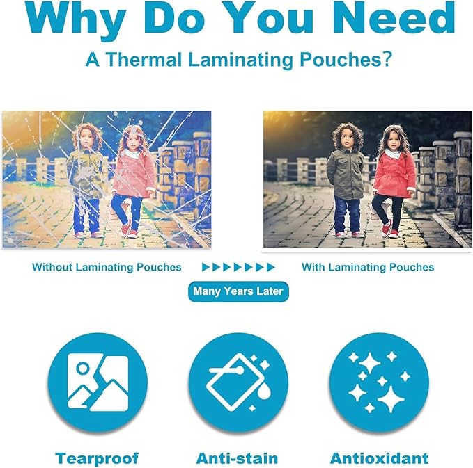 3 mil Thermal Laminating Sheets, Holds 8.5" x 11" Sheets, Thermal Laminating Pouches for Laminator, 9" X 11.5" Letter Size Thermal Laminating Paper, Round Corner 200 Pack