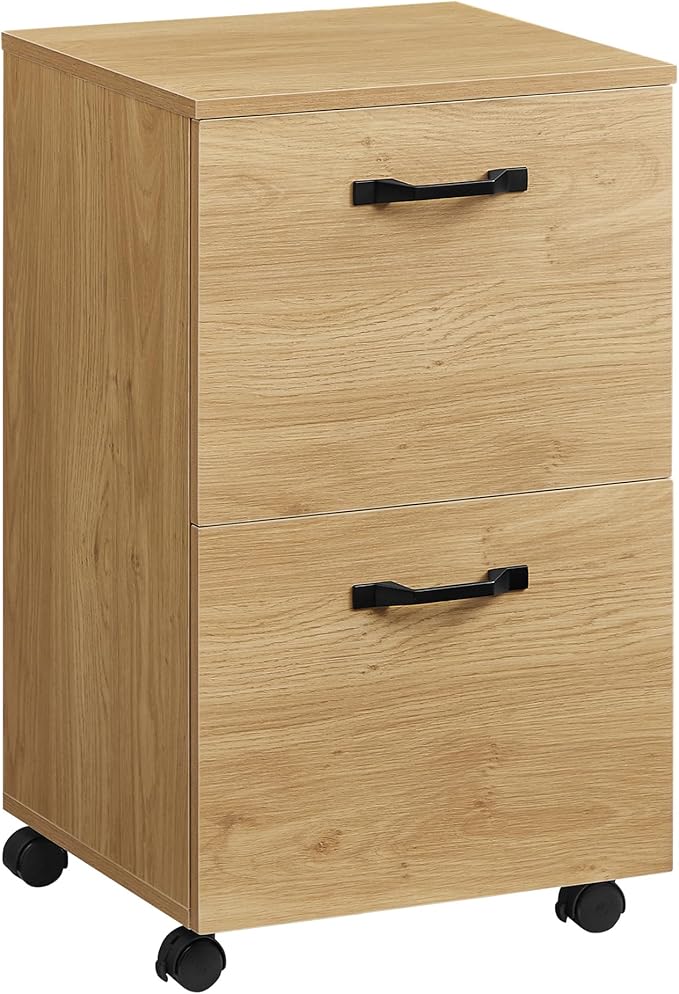 VASAGLE 2-Drawer File Cabinet, Small Rolling Filing Cabinet for Home Office, Printer Stand, for A4, Letter-Size Documents, 15.7 x 16.5 x 27.6 Inches, Straw Yellow UOFC040Y70