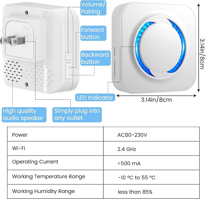 WiFi Wireless Doorbell Chime for Google Nest Ring Blink – No Wiring Needed - Image 8