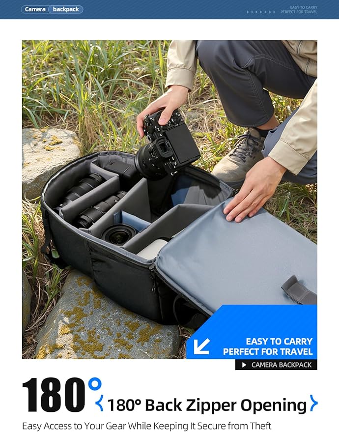 llano 20L Camera Backpack for DSLR/SLR/Mirrorless – Water-Resistant Photography - Image 2