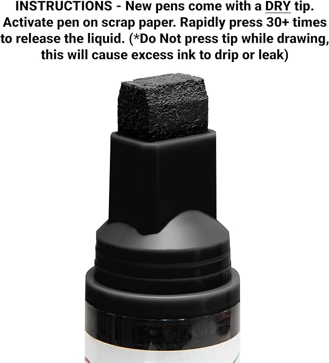 Glass Pen Window Marker: Liquid Chalk Pens for Glass, Whiteboard Markers with Washable Paint - Graduation, Car Windows, Mirror Pen, Storefront, Wedding, Parade, Party & Holiday (Black, Jumbo Tip)