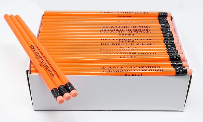 Pencil Guy Promotional Personalized Imprinted Neon Round Pencils- 500 per box