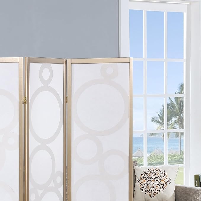 NicBex Room Divider 4 Panel Room Dividers with Circle Pattern Partition Room Dividers and Folding Privacy Screens Wall Divider for Home, Office, Room Separation,70" W x 1" D x 70" H, Gold
