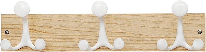 SKOLOO 17-Inch Natural Wood Coat Rack Wall Mount with 3 Triple Hooks - Ideal for Family Entrances, Classrooms, and Pet Supplies Storage - Perfect Coat Hooks for Wall