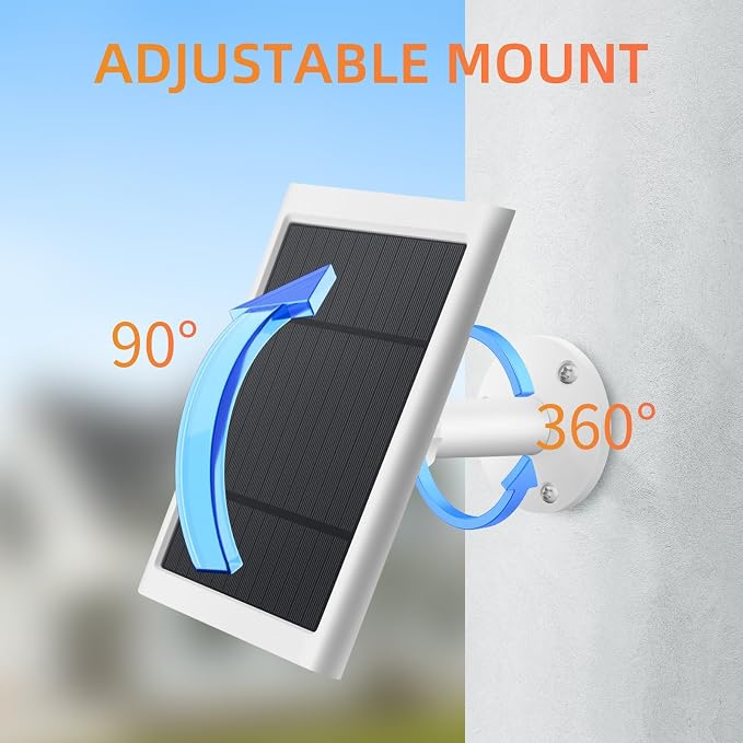 8 Pack IP65 Solar Panel for Rings Camera, 4W Solar Charger Compatible - Image 5