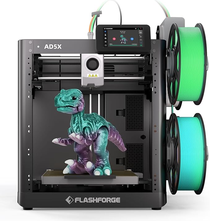 FLASHFORGE AD5X Multi-Material 3D Printer 4-Color Printing, 600mm/s Speed 1-Click Print with DIY IFS Creations, Full-Auto Calibration & Filament Backup, AD5X- Multi-Color Productivity Booster