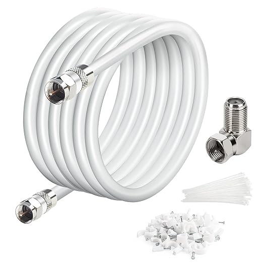 Elecan 15 Ft RG6 Coaxial Coax Cable Connectors Set, Quad Shielded High-Speed by Elecan