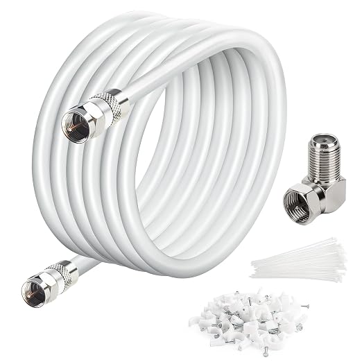 Elecan 40 Ft RG6 Coaxial Coax Cable Connectors Set, Quad Shielded High-Speed by Elecan