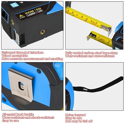 Tape Measure 4-in-1 Laser Digital Measuring Tape & 100m/328ft Laser Distance - Image 8