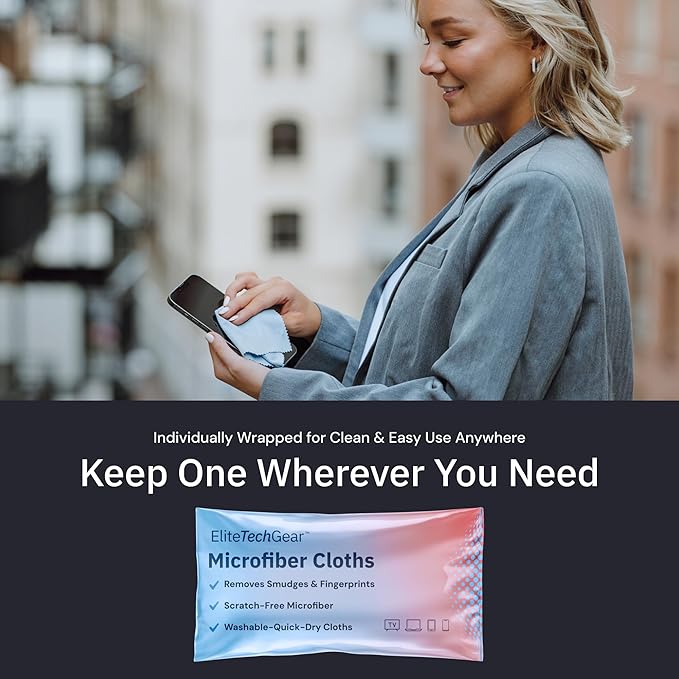 Elite Tech Gear Microfiber Cloth (Blue, 12'' x 12'' (Pack of 8))