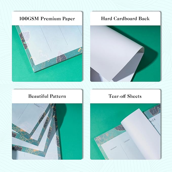 Undated Weekly Planner Notepad 10x7 To Do List Note Pad 52 Weekly Desk Planner Calendar Tear Off Daily Planning Pad for Work,School,Home,Ofiice Supplies, Matching Notepad,Green