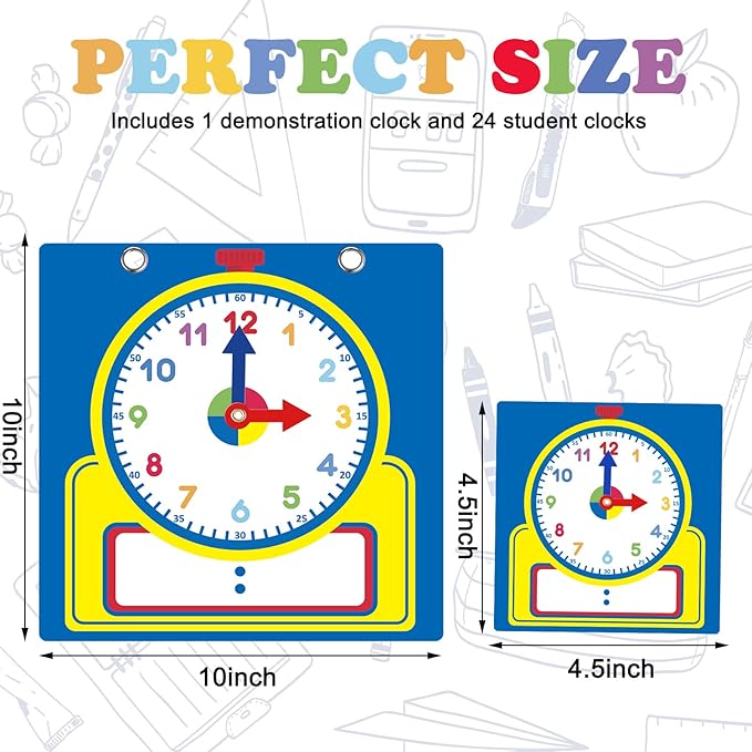 Junkin 25 Pcs Teaching Clock Kit, Learning Clocks - Image 2