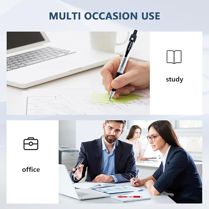 Glide Retractable Ball Pensfor School Office, Medium Point (0.5 mm), Black, Comfortable Rubber Grip For Writing, 12-Count Pack