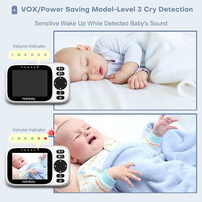 HelloBaby 3.2'' Baby Monitor 4 Cameras, Video Audio Baby Monitor No WiFi - Image 7