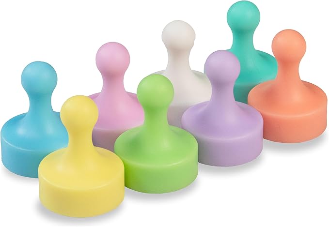 GLASSBOARD STUDIO Powerful Neodymium Magnets, Pawn-Shaped - Strong Fridge/Refrigerator and Whiteboard Magnet, Ideal for Office, Kitchen, Crafts - Rare Earth, Heavy Duty (8, Pastel Multi-Color)
