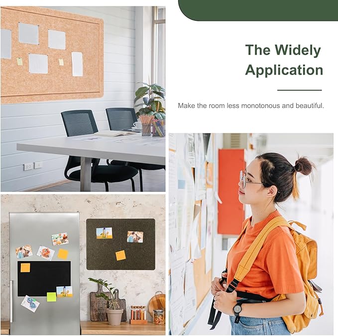 YOKIVE Felt Bulletin Board, 24 x 15.7 -Inch Foldable Decorative Pin Board Self Adhesive Felt Cork Board with 20 Pushpins, Great for Wall, Photo Display, Paste Note, Schedule(Black)