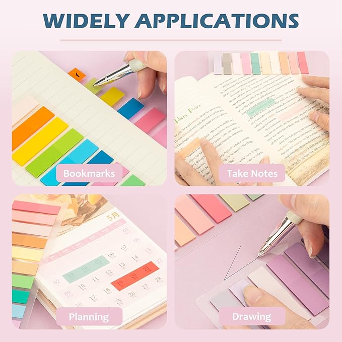 3200Pcs Books Tabs for Annotating, Sticky Tabs, Sticky Notes, Morandi Page Markers, Multi-Colored Writeable and Repositionable Book Flags Strip (3200Pcs)