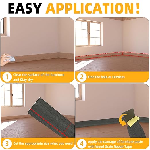 GSCIT Club Dark Walnut Wallpaper, 24 inch X 25ft Self Adhesive Wood Grain Repair Tape Patch for Tables, Chairs, Baseboards, Doors, Windows, Floors, Handicraft DIY.