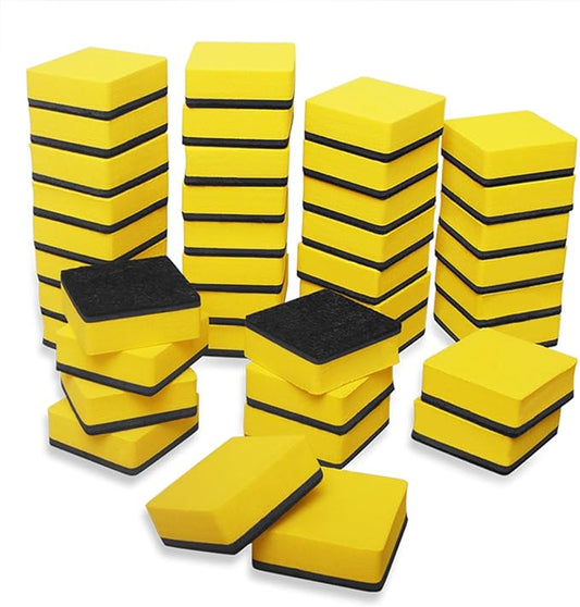 40 Pack Magnetic Whiteboard Dry Eraser Dry Erase Erasers Bulk Chalkboard Eraser Cleaner for Classroom, Office (2 x 2 inch, Yellow)