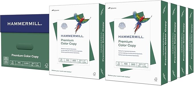 Hammermill Printer Paper, Premium Color 32 lb Copy Paper, 8.5 x 11 - 8 Ream | 4000 Sheets - 100 Bright, Made in the USA, 102630C