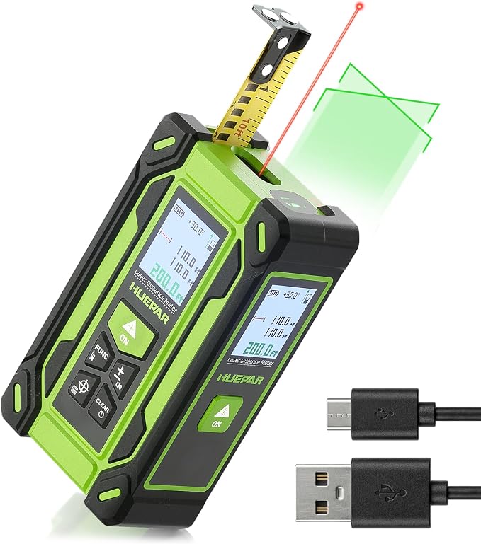 Digital Laser Tape Measure 4-in-1, HUEPAR ±1/16" Laser Measure by Huepar