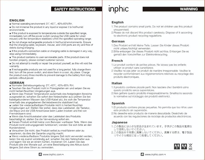 INPHIC Wireless Mouse Rechargeable, Upgraded Visible Battery, 2400 DPI, Silent Ergonomic Computer Wireless Mouse for Laptop, Mac, PC etc.