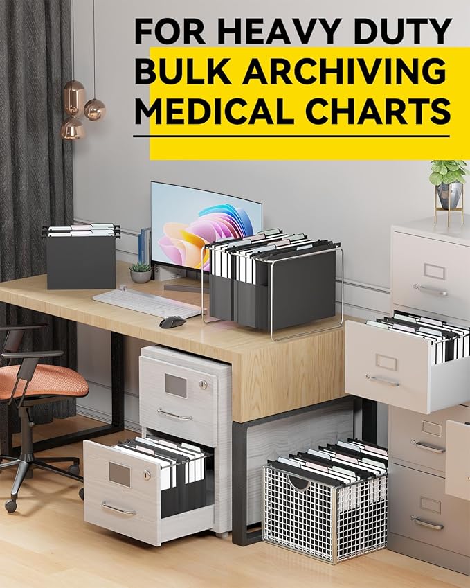 Ansook Plastic High Capacity Hanging File Folders,Heavy Duty 4”Expansion Accordian Pocket,Staggered Tabs with Movable Dividers, Extra Wide,Letter Size,Hanging Organizer for Filing Cabinet,6 Pack,Black