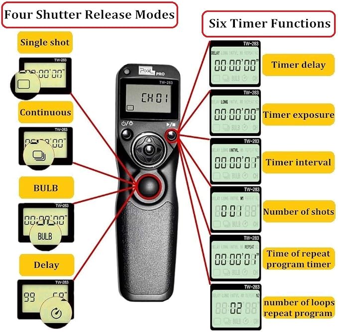 Pixel Remote Timer TW283-L1 Timer Shutter Release Remote Release - Image 2