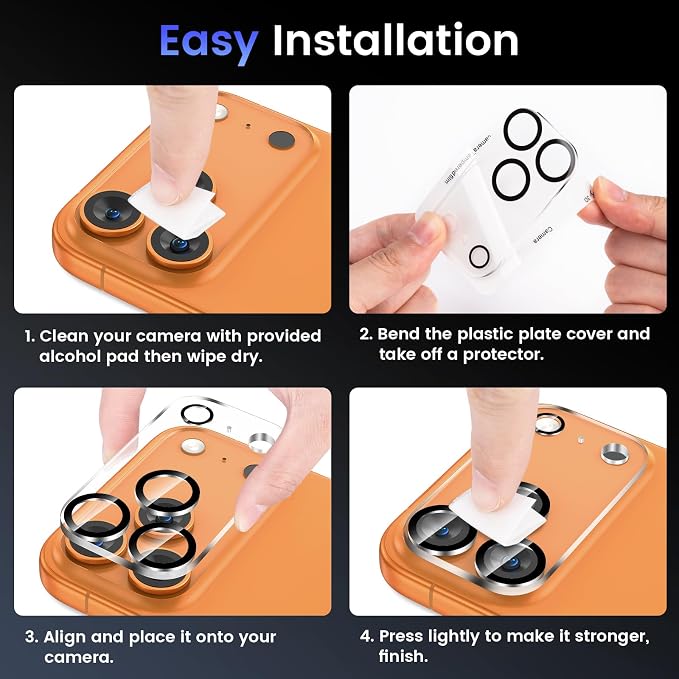 Tensea [3Pcs for iPhone 17 Pro Camera Screen Protector, Tempered Glass Film - Image 7