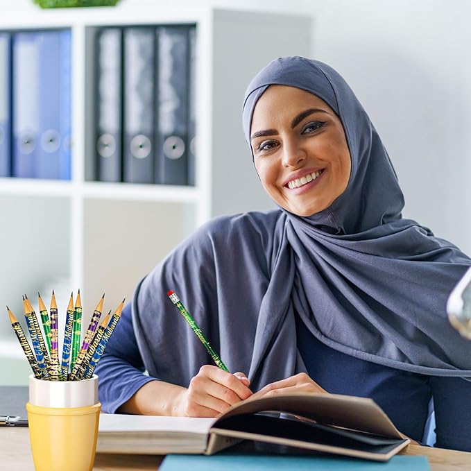 200 PCS Ramadan Pencils Eid Mubarak Wood Pencils with Eraser Ramadan Mubarak Party Favors Gifts Stationery Pencil Bulk for School Classroom Office Giveaways Prizes Islamic Party Favors Supplies