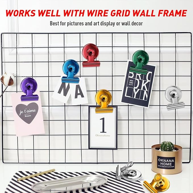 FINDMAG 48 Pack Magnetic Clips for Photo ANG Picture Display, Strong Scratch-Free Refrigerator Magnets, Heavy Duty Clips for Picture Hanging, Whiteboard, Kitchen, Office, School Use.
