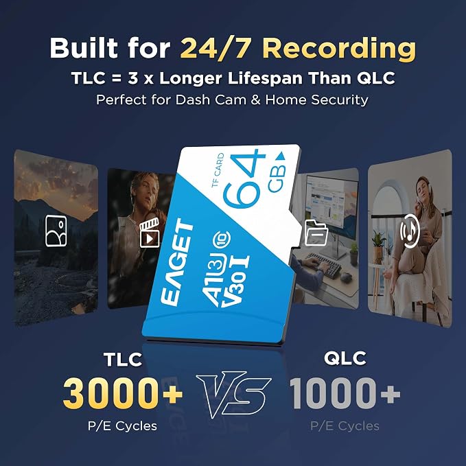 EAGET 5-Pack 64GB TF Memory Card Up to 100MB/s Read 60MB/s Write - Image 5