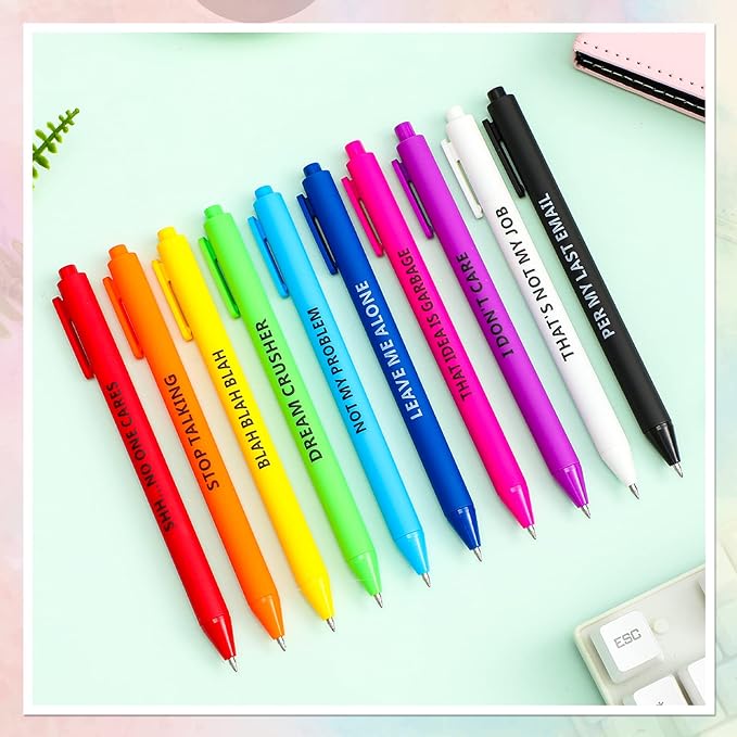 Epakh 50 Pcs Funny Pens Inspirational School Pens Bulk Positive Motivational Quotes on Ballpoint, Black Ink Pen for Adults Back to Schools Gift from Teacher(Optimisti,Bright Colors)