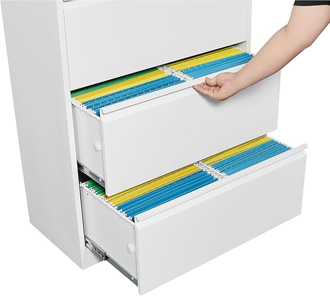 SISESOL 3 Drawer Lateral File Cabinet with Lock,White Filing Storage Cabinet with Doors and Shelves,Locking Metal Storage Cabinets with Drawers for Home,Office,Garage,School,Fit A4/Letter/Legal File