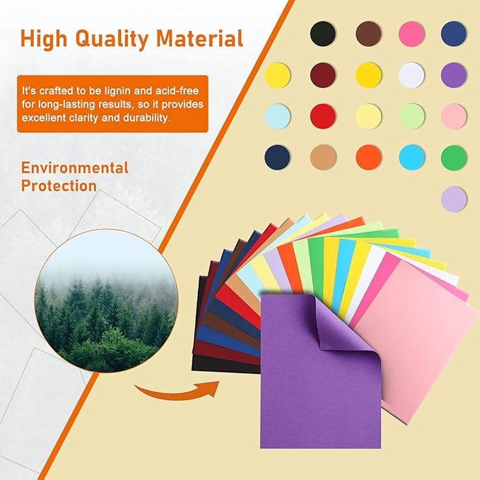 40 Sheets Colored Cardstock 8.5 x 11 Craft Paper, 20 Assorted Colors 75lb Thick Construction Paper Card Stock for DIY Making Cards, Wedding Invitations, School, Memus, Birthday Decorations