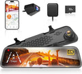 WOLFBOX G840S 12" 4K Mirror Dash Cam Backup Camera, 5.8GHz WiFi Smart Rearview by WOLFBOX