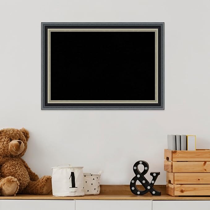 Amanti Art Black Cork Board for Wall, 15x21 Vision Board with Black Wood Frame, Small Corkboard Office Decor for Home Organization, Modern Corkboard Pinboard to Display Items for Home Organization in