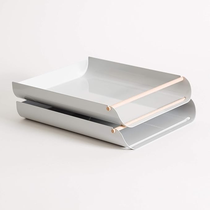 U Brands Metal Paper Tray, Letter Size, Desktop Accessory, Arc Collection, Grey, 3548A02-06