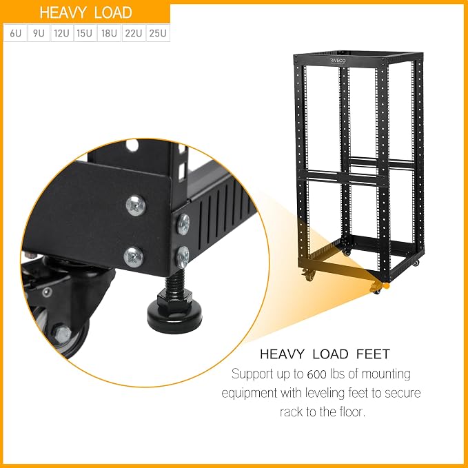 RIVECO 25U Open Frame Server Rack - Image 5