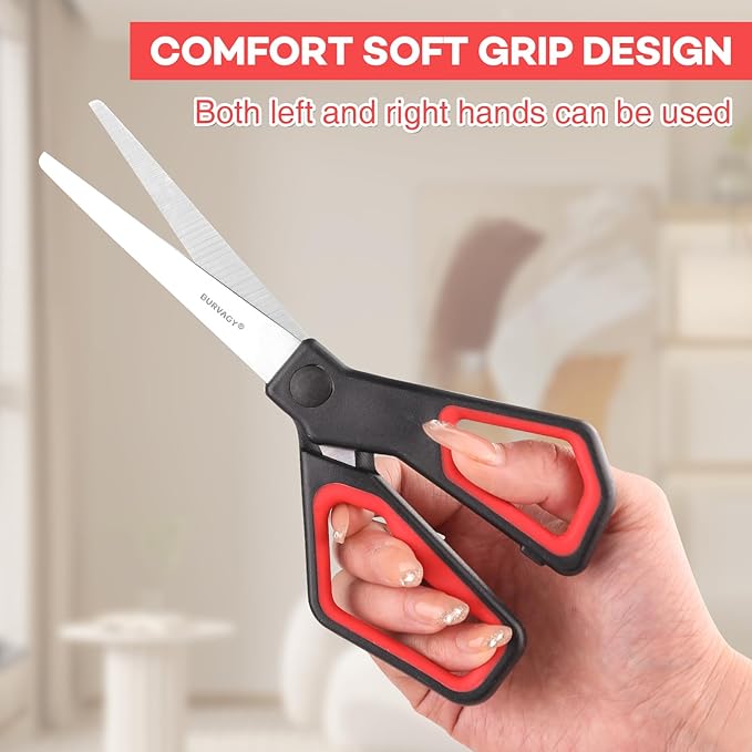 18Pack 8" Scissors All Purpose, Heavy Duty Scissors with Ultra Sharp Blades Comfort Grip Handles - For Office Home School Sewing Fabric Crafts, High/Middle School Student Teacher Scissor