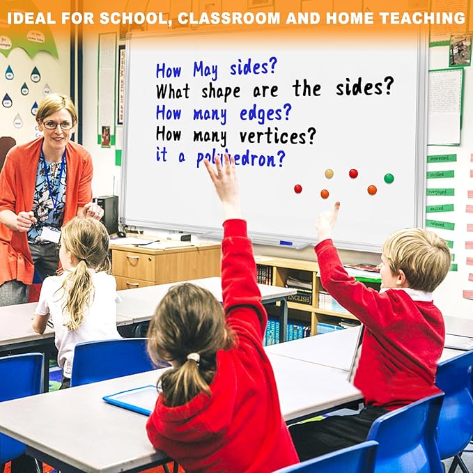 H-Qprobd Dry Erase Board for Wall 72"x40" Aluminum Presentation Magnetic Whiteboard with Long Pen Tray, Wall-Mounted White Board for School, Office and Home