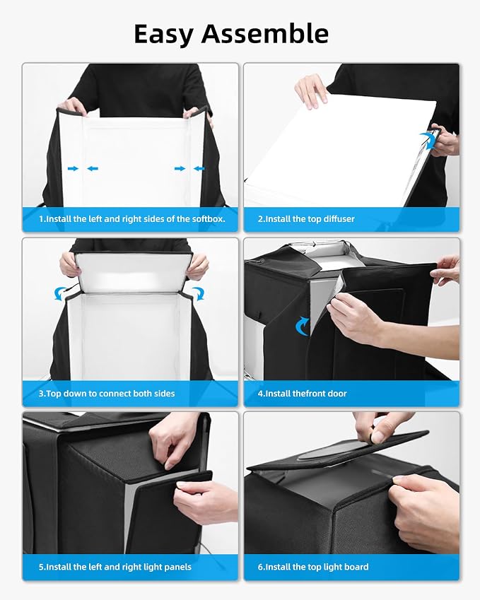 Glendan Portable Light Box Photography: 20"x 20" Upgrade Dimmable Photo Booth - Image 6