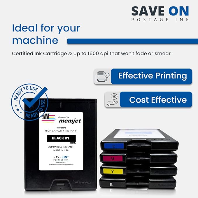 Quadient Memjet M5K250-N Compatible High Capacity Magenta Printer Ink Tank (250ml) - Printer Ink Cartridge for Mach Series Quadient & Hasler Printers - Fade-Resistant Replacement Inkjet Printer Ink