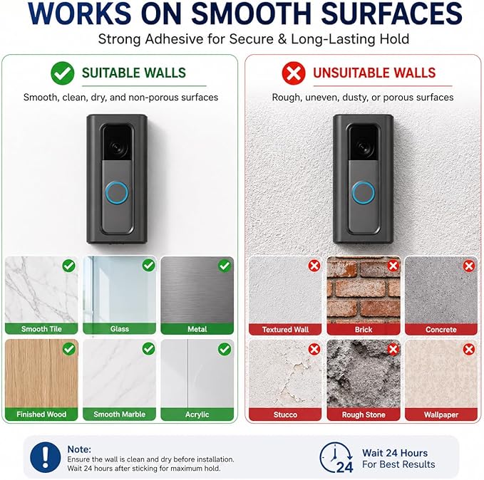 Adhesive Mount Compatible with Ring Battery Doorbell Pro/Plus No-Drill Mounting - Image 5