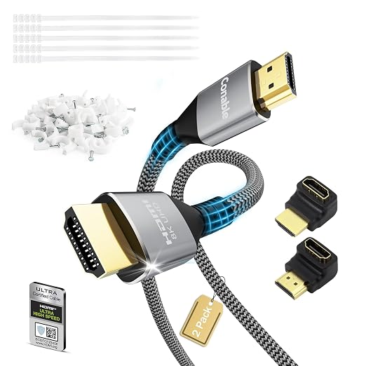 8K HDMI 2.1 Cable, Real Certified Cable, Ultra HD Braided Cord, Supports by Conable