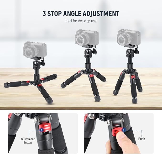 NEEWER Desktop Mini Tripod, 360° Ball Head, 1/4" QR Plate - Image 5